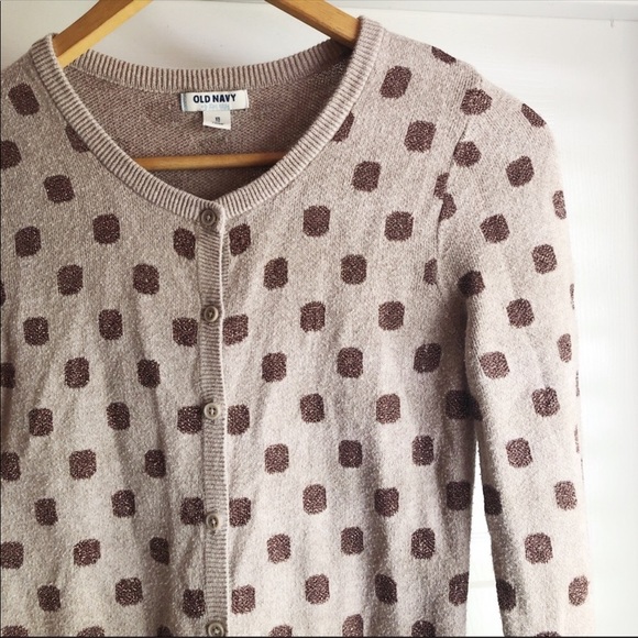 Old Navy Sweaters - Old Navy Cardigan Brown Sparkly Polka Dot Neutral